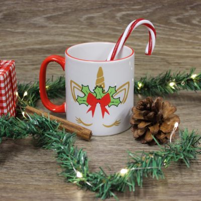 christmas unicorn mug