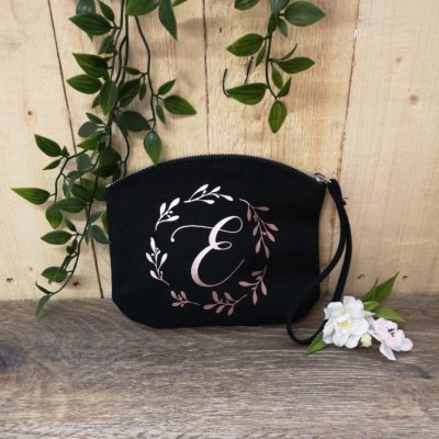 initial wrist bag black