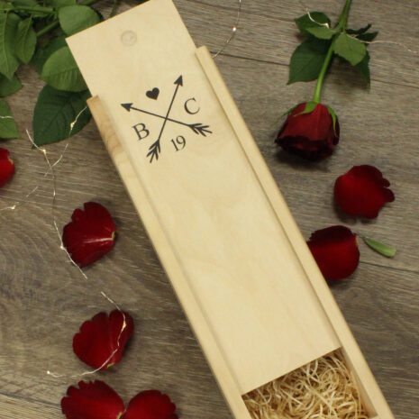 personalised initials arrow wine box