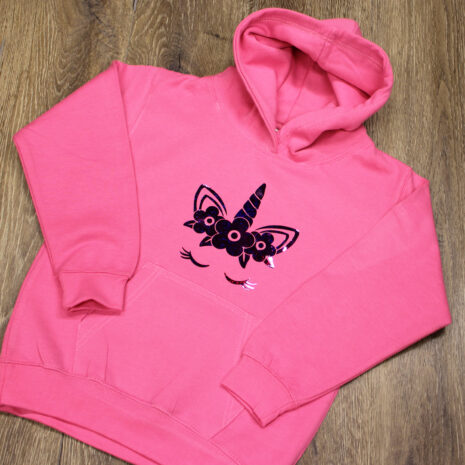 Unicorn children's pink hoodie