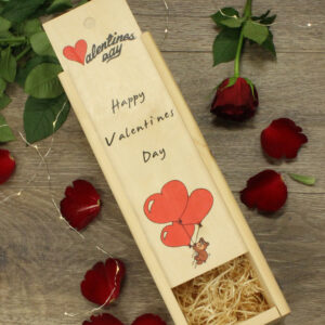 Valentines day heart balloons wine box