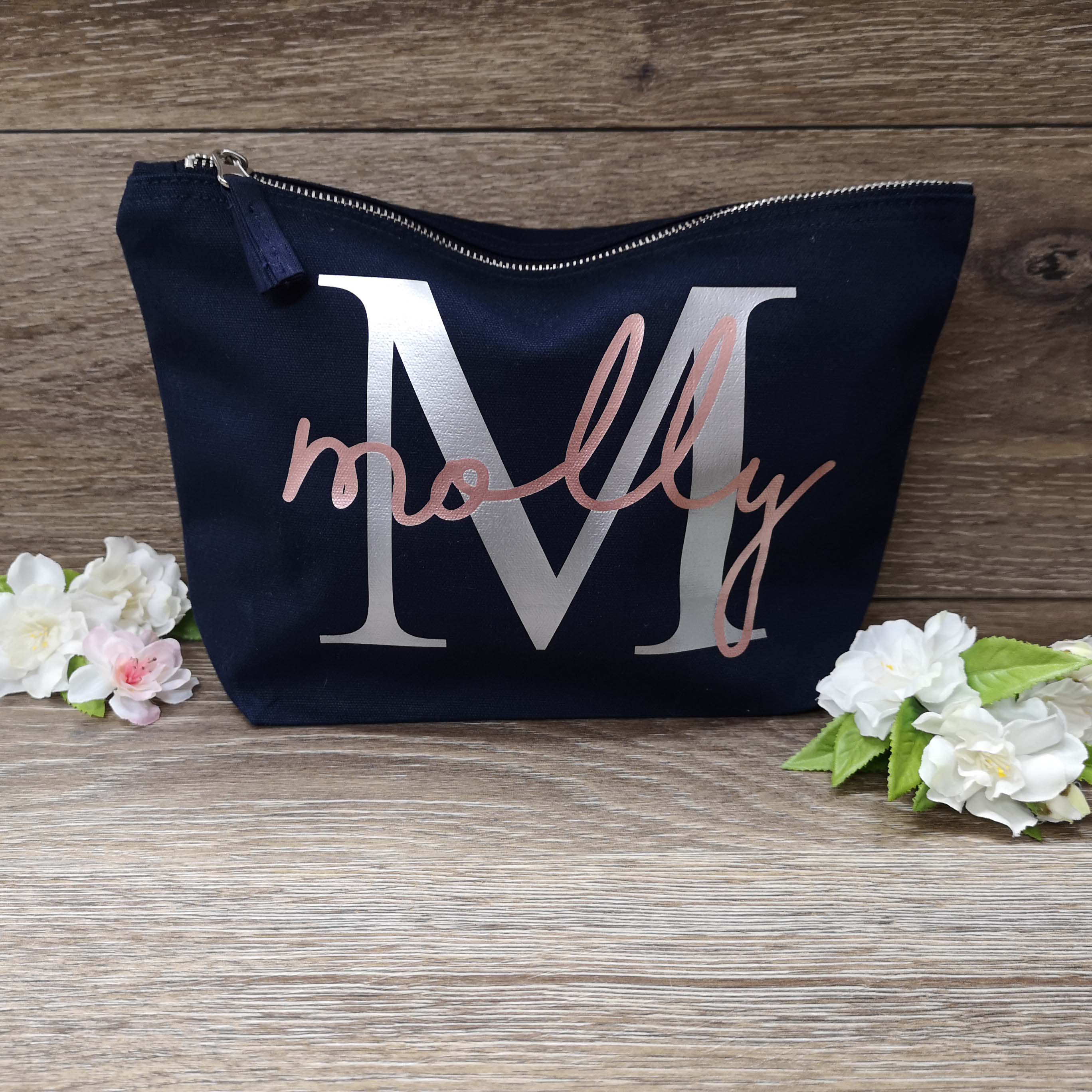 personalised initial makeup bag