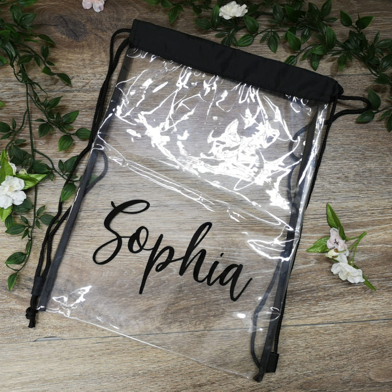 Personalised Clear Drawstring Bag Bags FM Branding Gifts