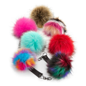 Faux fur pop pom keyring