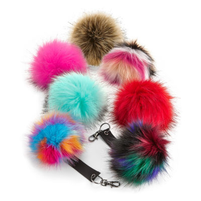 Faux fur pop pom keyring