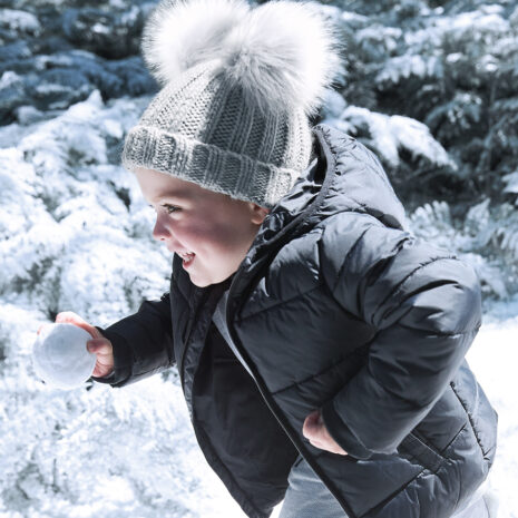 children's faux fur double pom pom