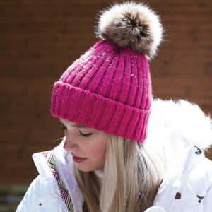 Faux Fur Pop Pom Chunky Beanie