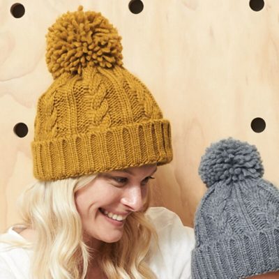 Cable knit melange beanie